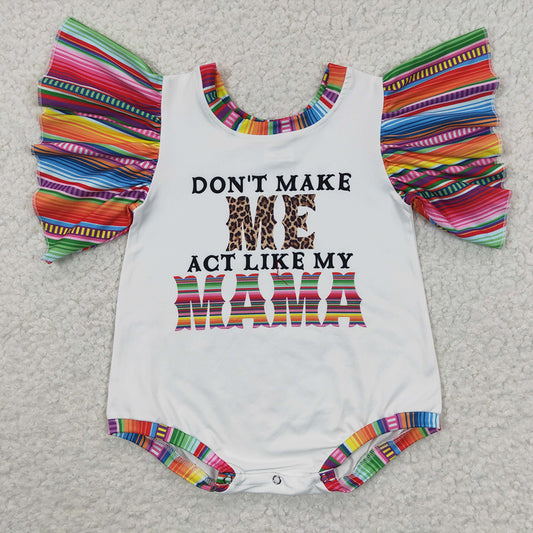 USA Shop Baby Girls Short Sleeve Colorful Stripe Mama's Me Ruffle Rompers