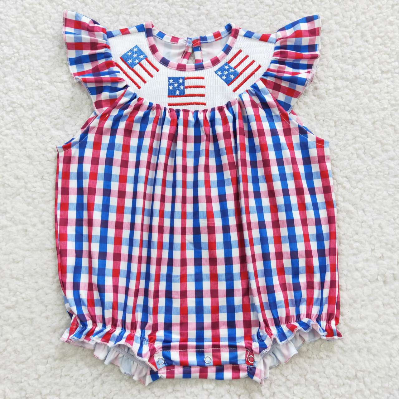 USA Shop Baby Girls 4th Of July Smocked Gingham Dresses Rompers