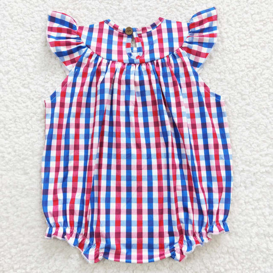 USA Shop Baby Girls 4th Of July Smocked Gingham Dresses Rompers