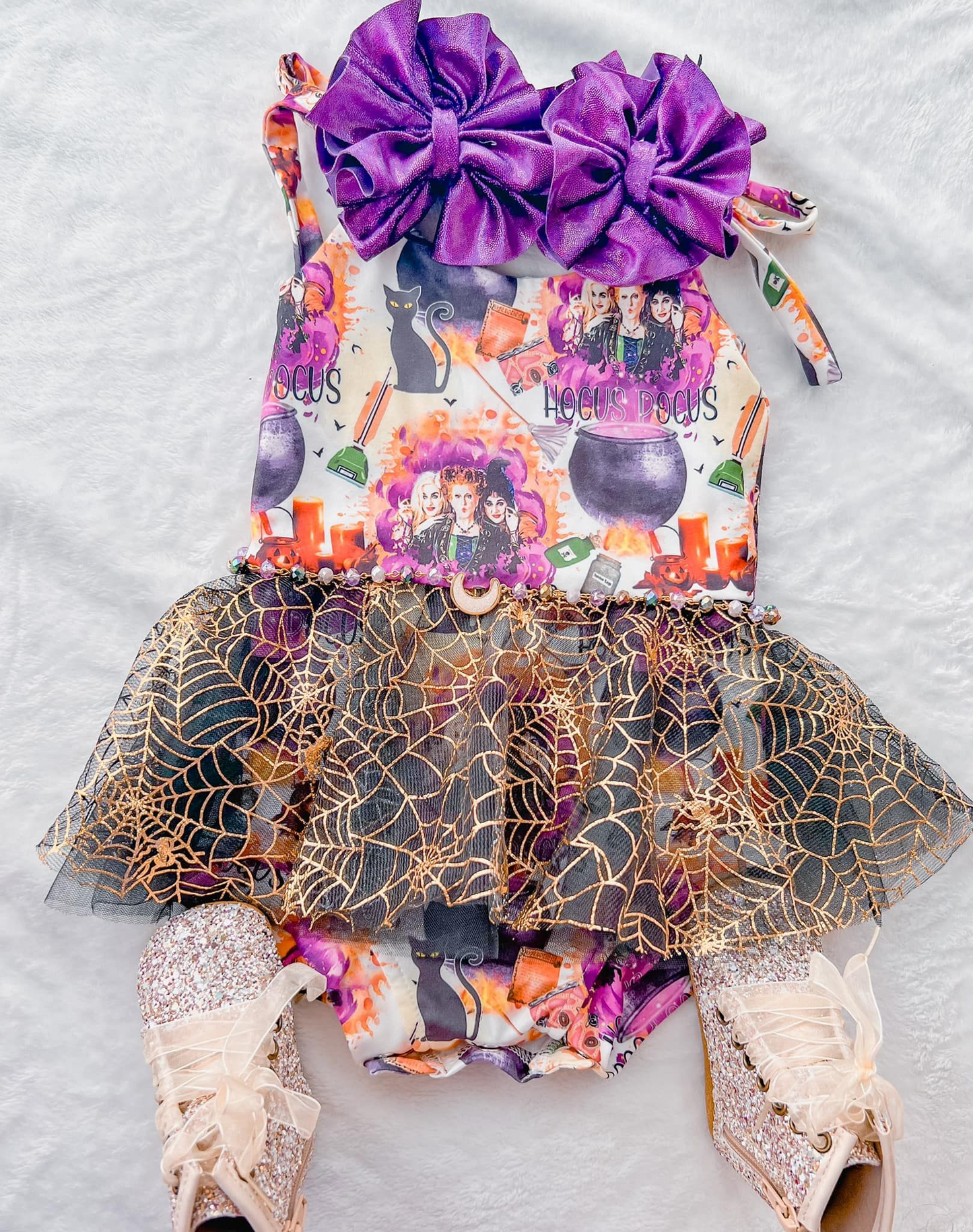 Baby Halloween Infant Girls Witches Lace Ruffle Halter Rompers