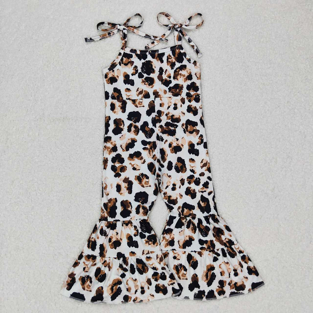 Sibling Baby Girls Straps Gold Leopard Ruffle Short Clothes Set Romper Dress