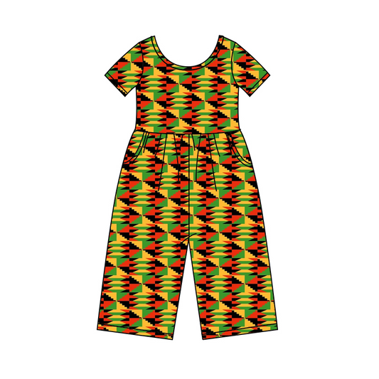 Baby Girls Black History Short Sleeve Aztec Jumpsuits preorder