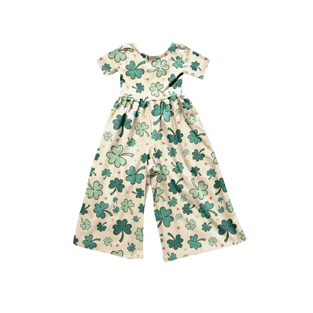 Baby Girls Green Quatrefoil St Patrick Day Jumpsuits Preorder