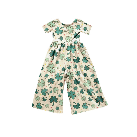 Baby Girls Green Quatrefoil St Patrick Day Jumpsuits Preorder