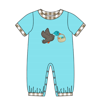 Baby Boys Easter Duck Eggs Short Sleeve Rompers preorder