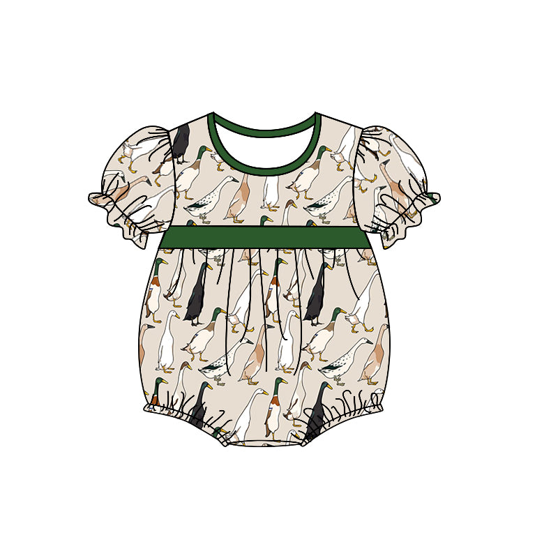 Baby Girls Duck Belt Short Sleeve Rompers preorder