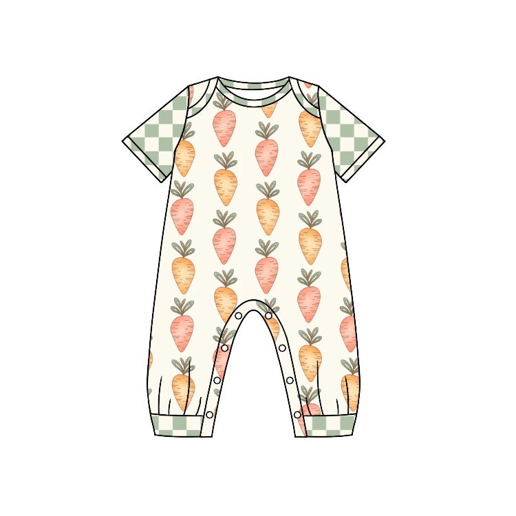 Baby Boys Easter Carrots Short Sleeve Spring Rompers preorder