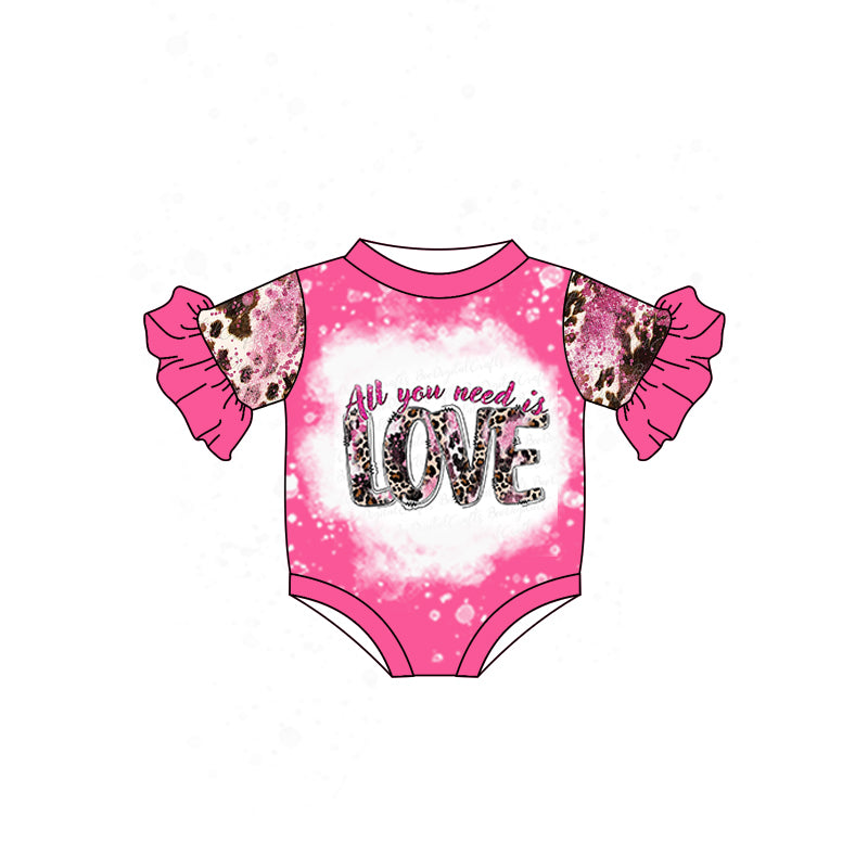 Baby Girls Pink Love Cow Print Short Sleeve Rompers preorder