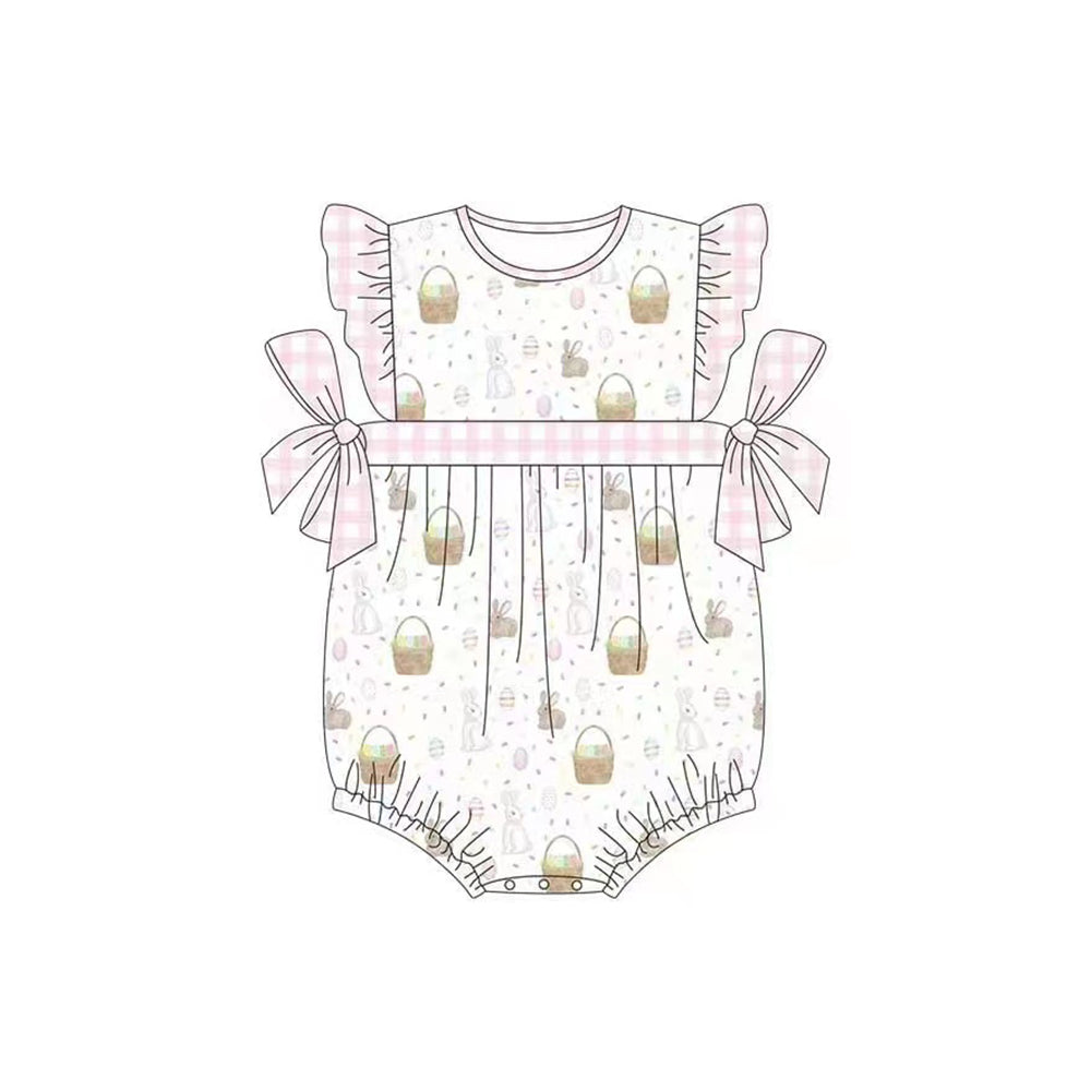 Baby Girls Pink Rabbit Easter Bows Rompers preorder