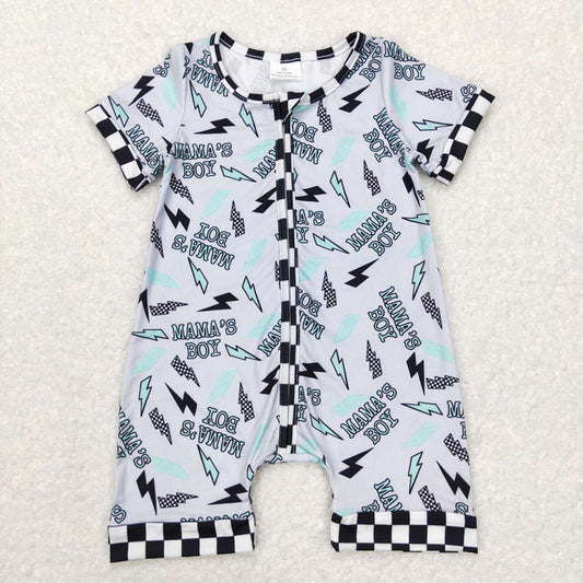 USA Shop Baby Infant Boys Mama's Boy Zip Short Sleeve Rompers