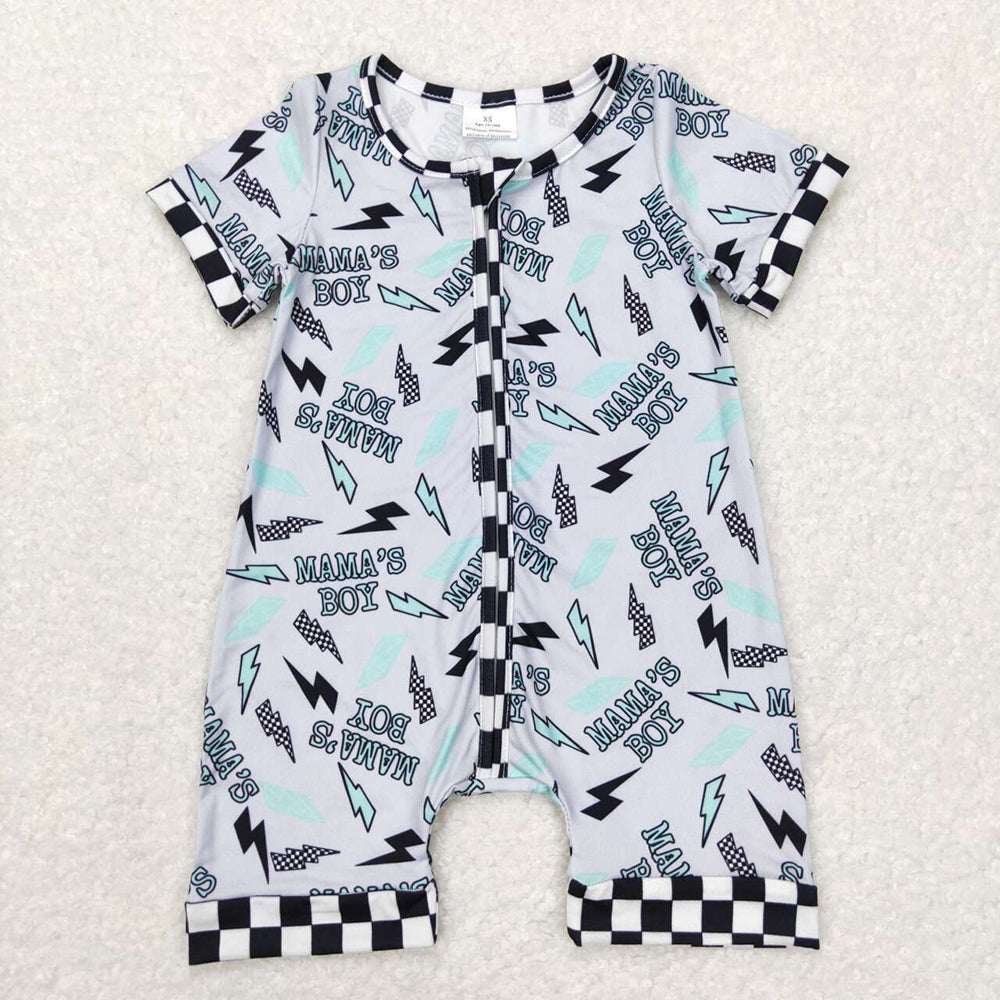 Sibling Mama's Boys Girls Lightnings Western Zip Rompers