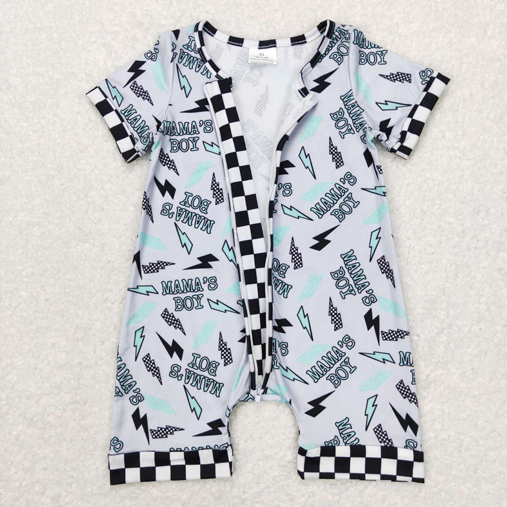 USA Shop Baby Infant Boys Mama's Boy Zip Short Sleeve Rompers