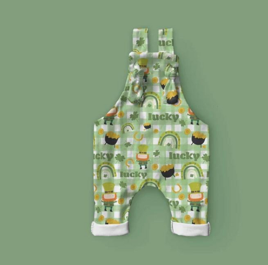 Baby Infant Boys St Patrick Day Straps Lucky Rompers preorder