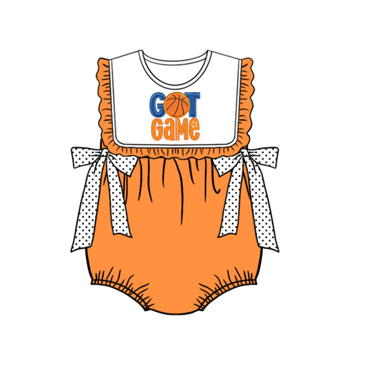 Baby Infant Girls Basketball Game Day Sleeveless Bows Rompers preorder