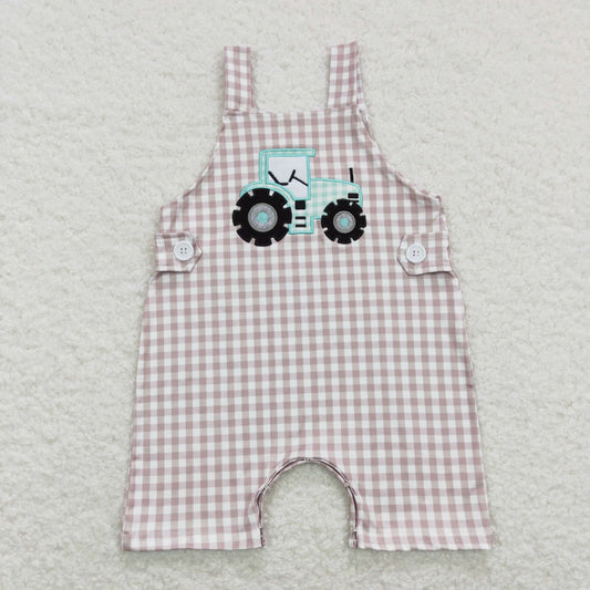 USA Shop Baby Infant Boys Straps Embroidery Tractor Summer Farm Rompers