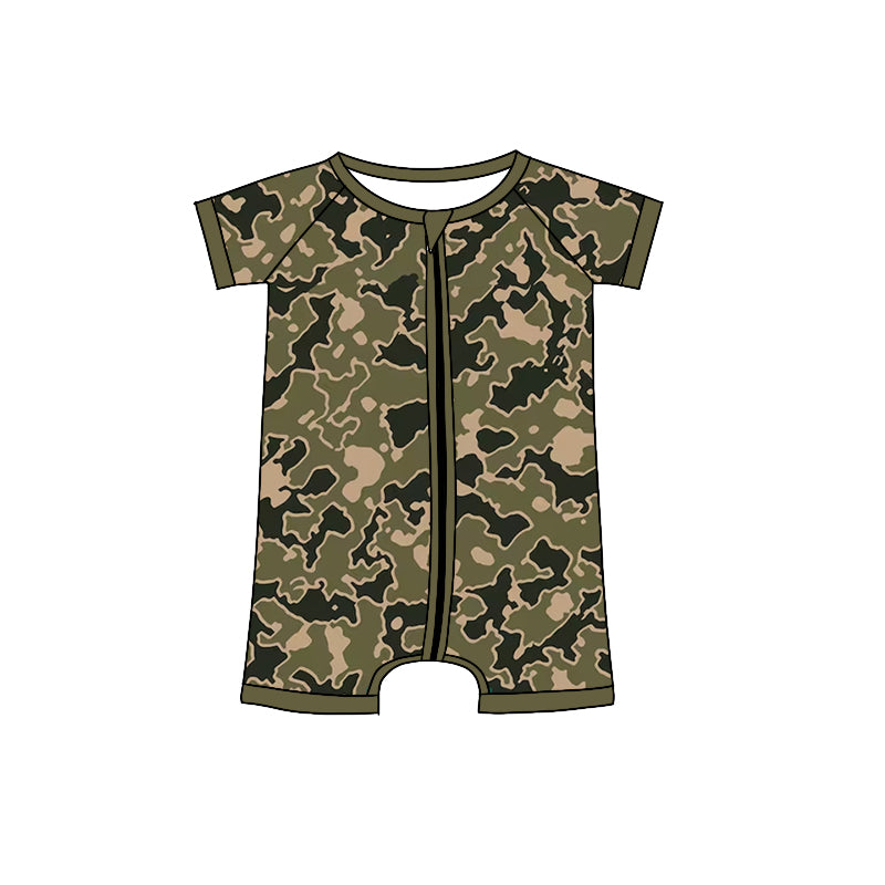 Baby Infant Boys Short Sleeve Green Camo Hunting Rompers preorder