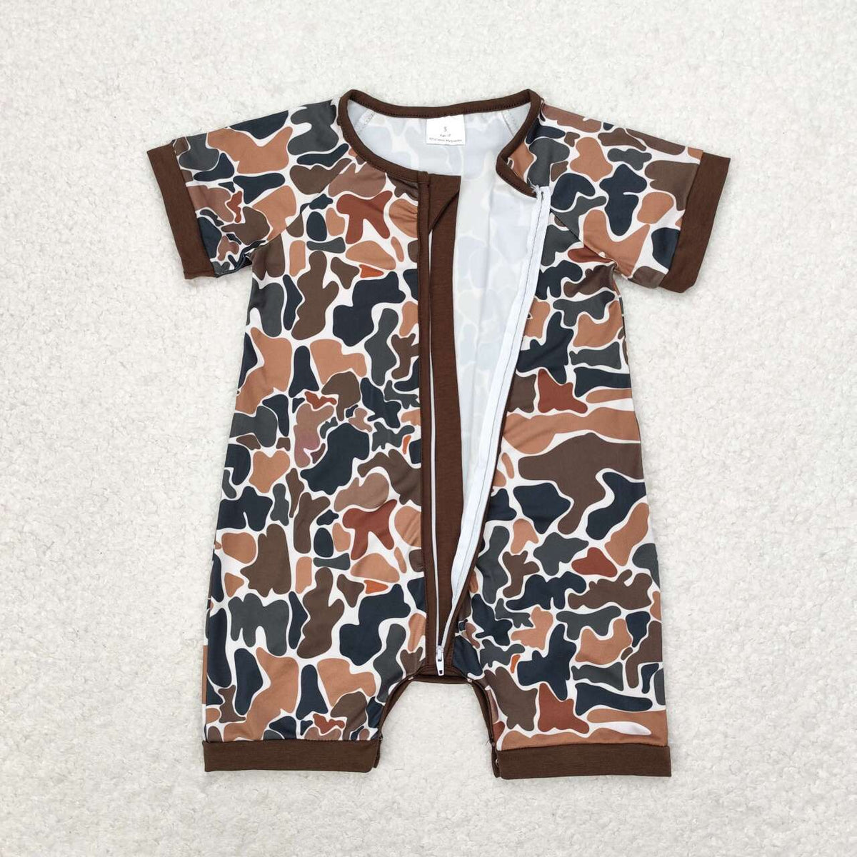 Sibling Baby Boys Hunting Duck Short Sleeve Zip Rompers