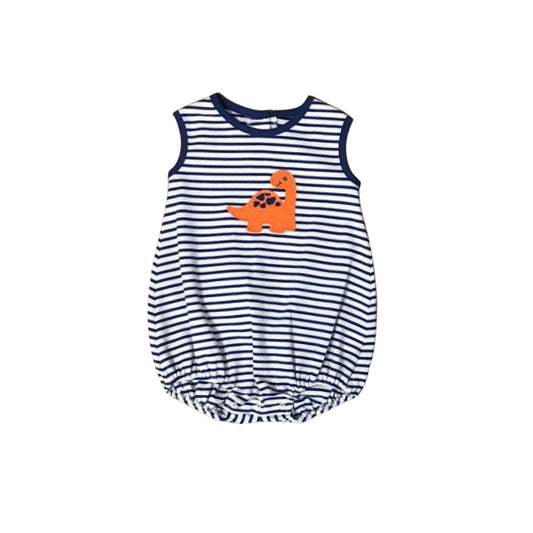 Baby Infants Boys Navy Stripes Dinosaur Sleeveless Rompers preorder