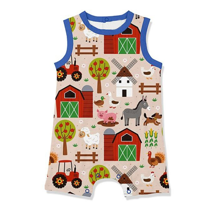 Baby Infant Boys Farm Sleeveless Rompers preorder