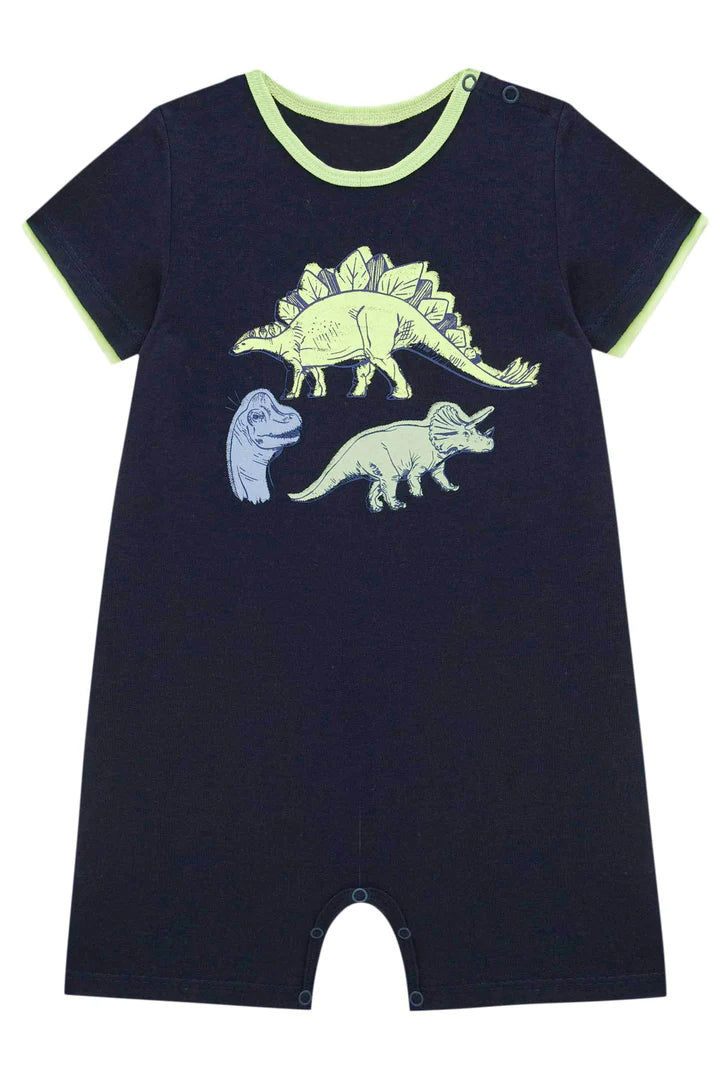 Baby Infant Boys Navy Dinosaur Short Sleeve Rompers preorder