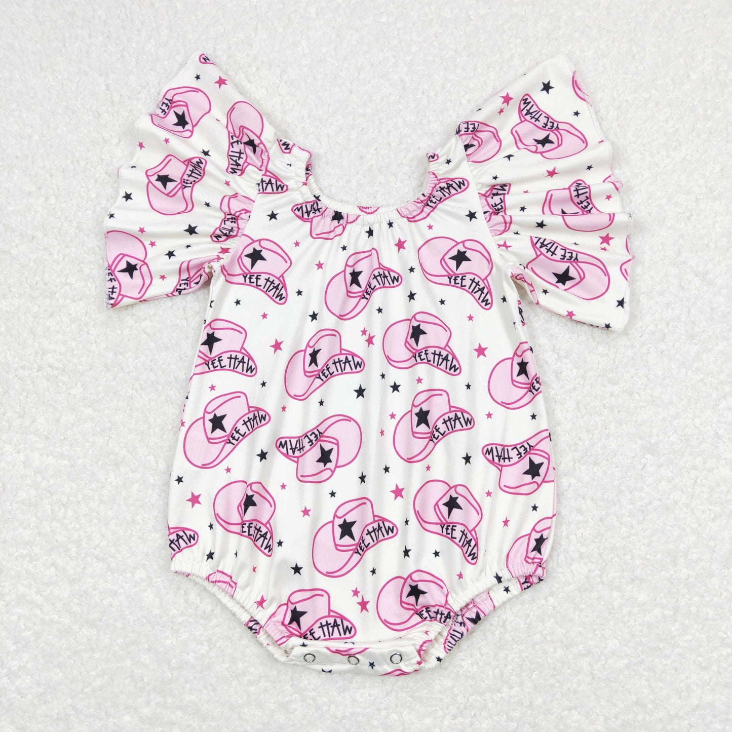 USA Shop Baby Girls Short Sleeve Hats Stars Western Ruffle Rompers