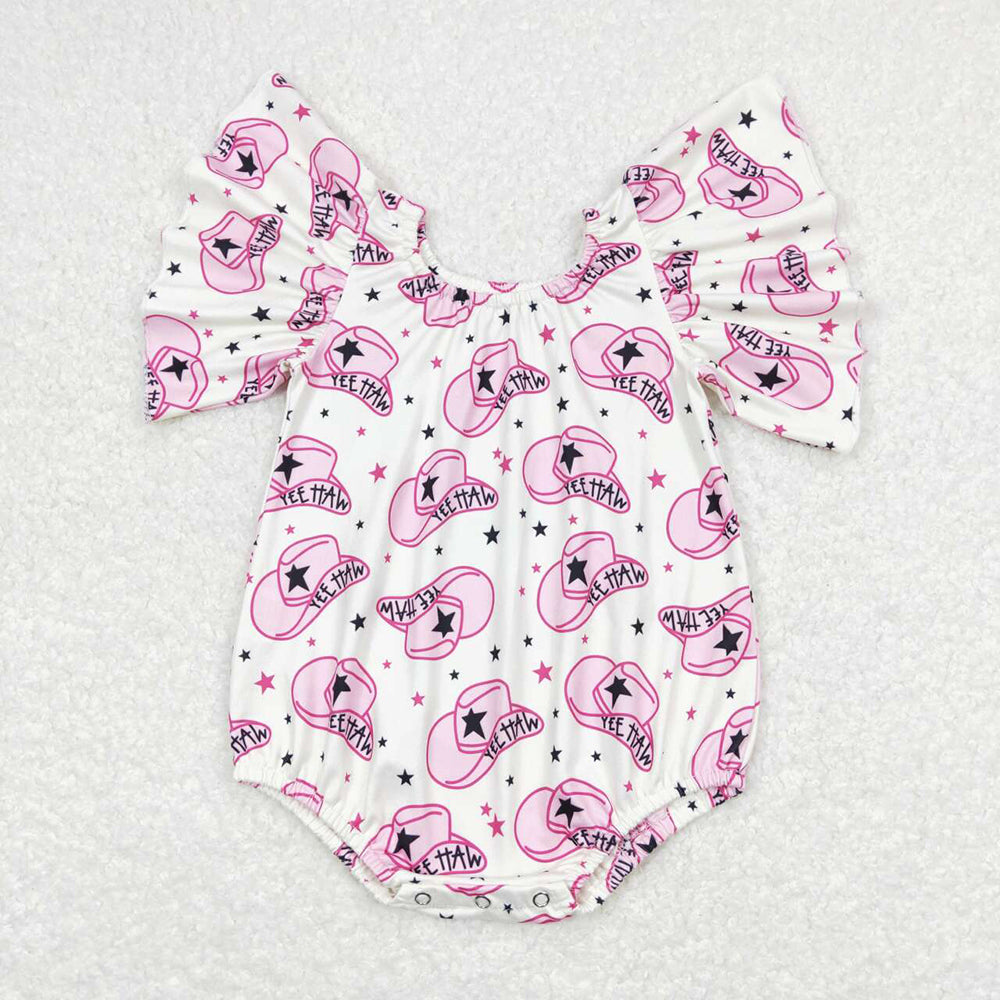 Sibling Baby Girls Western Flutter Sleeve Rompers