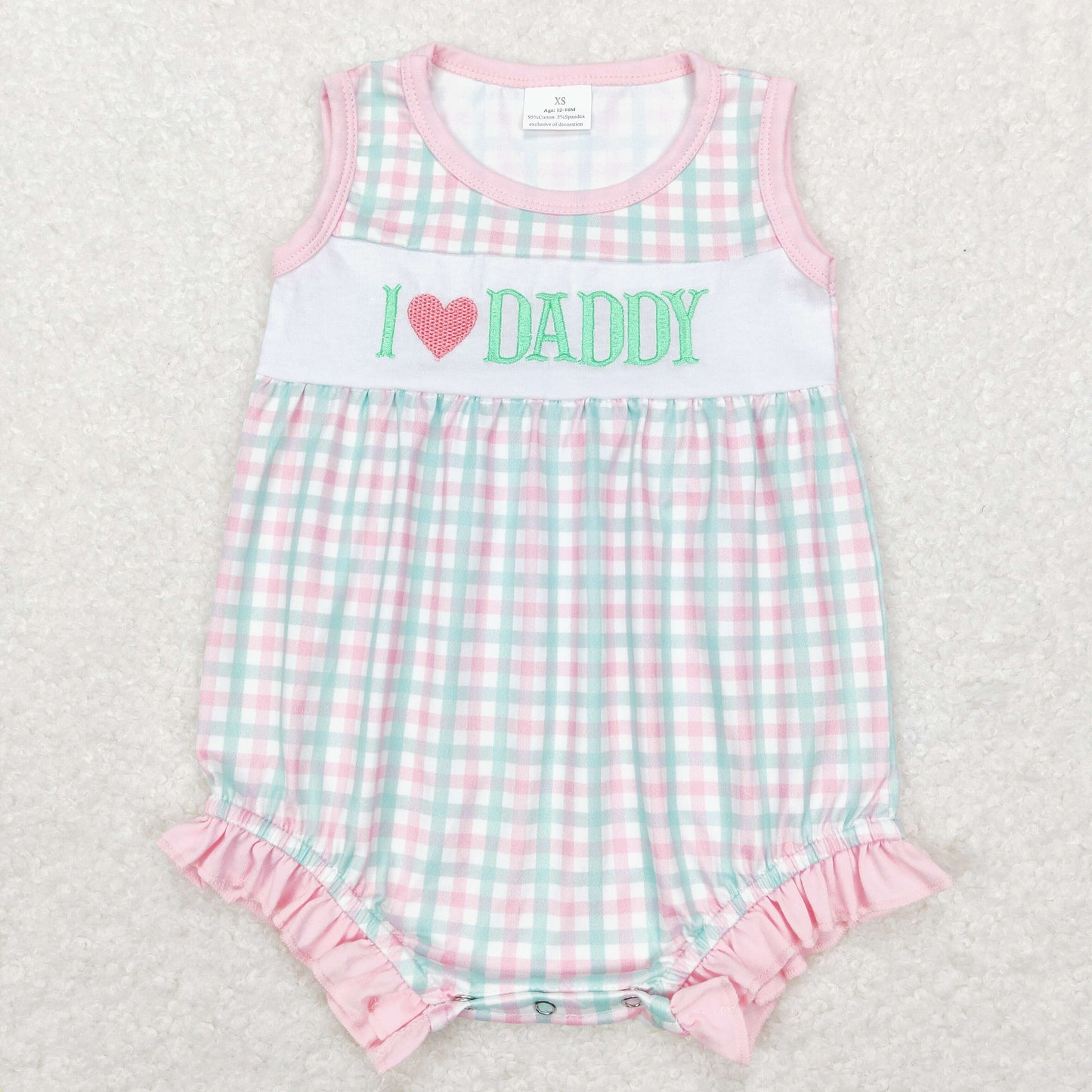 Sibling Baby Kids I Love Dad Flowers Leopard Ruffle Summer Rompers