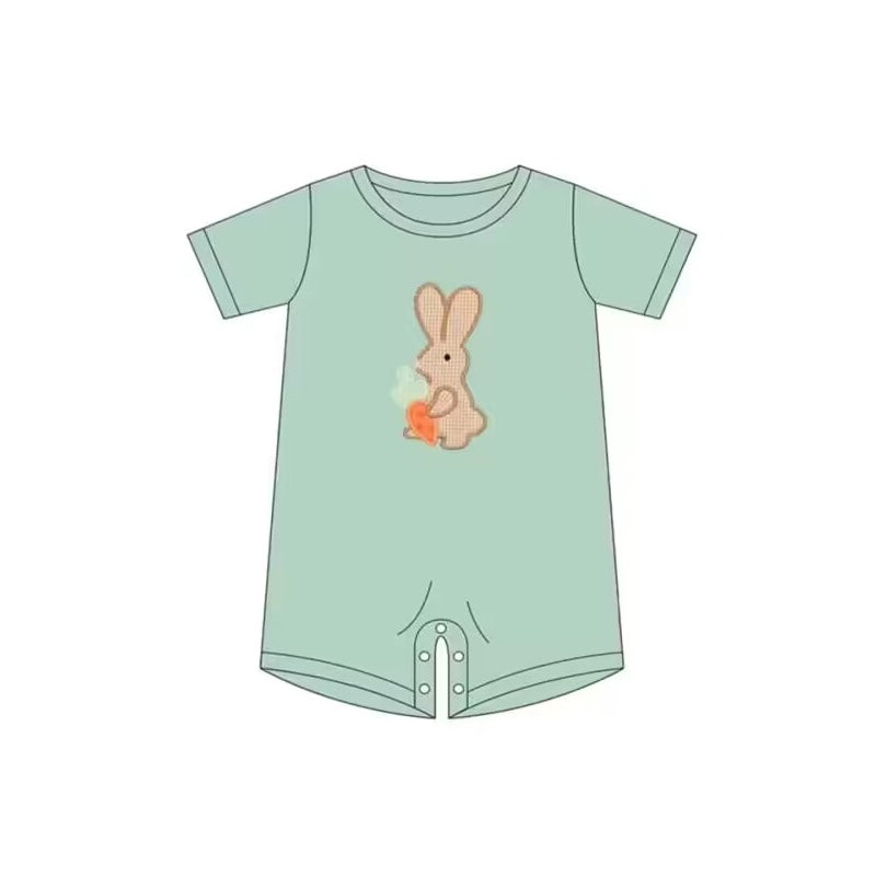 Baby Infant Boys Easter Green Rabbits Short Sleeve Rompers preorder