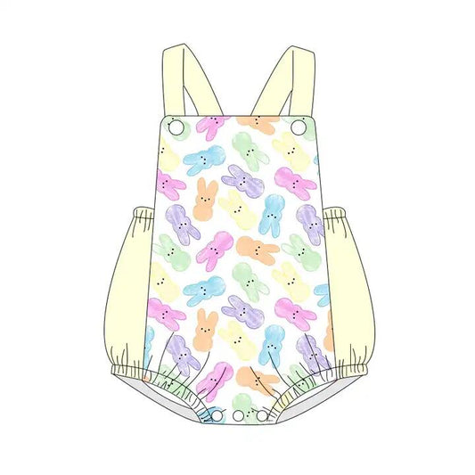 Baby Infant Girls Easter Colorful Rabbits Straps Rompers preorder