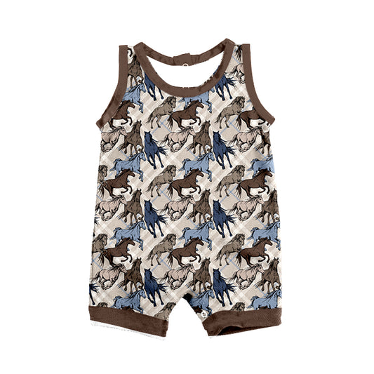 Baby Infant Boys Horses Sleeveless Western Rompers preorder