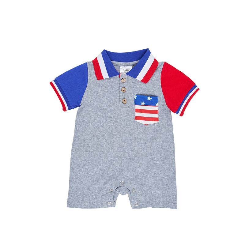 Baby Infant Boys 4th Of July Short Sleeve Rompers preorder