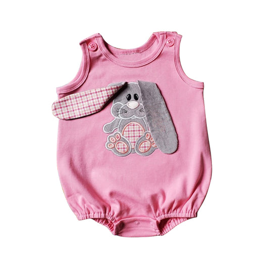 Baby Infant Girls Easter Pink Rabbit Ears Sleeveless Rompers preorder