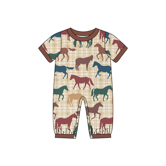 Baby Infant Boys Western Horse Short Sleeve Rompers preorder