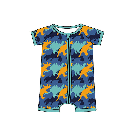 Baby Infant Boys Short Sleeve Dinosaurs Zip Rompers preorder