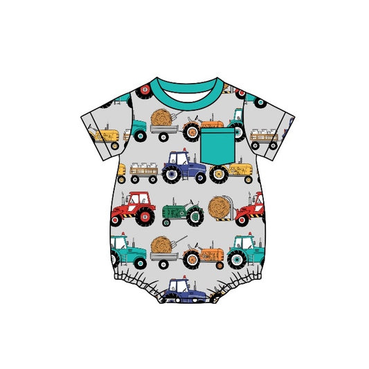 Baby Infant Boys Short Sleeve Farm Tractor Truck Rompers preorder