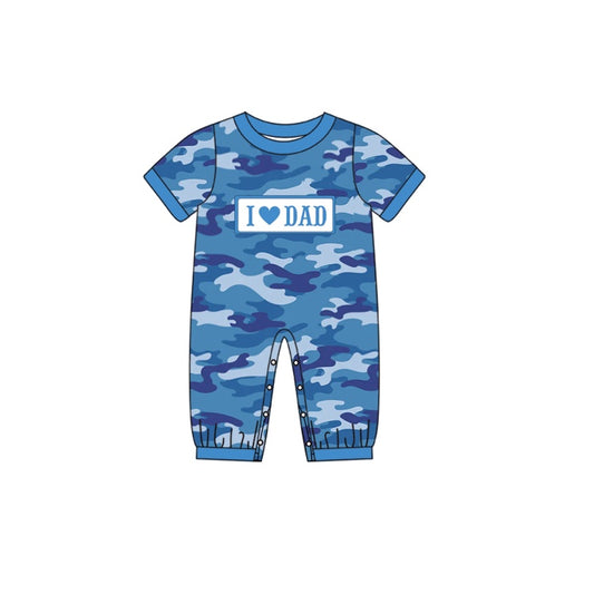 Baby Infant Boys I Love Dad Blue Camo Rompers preorder