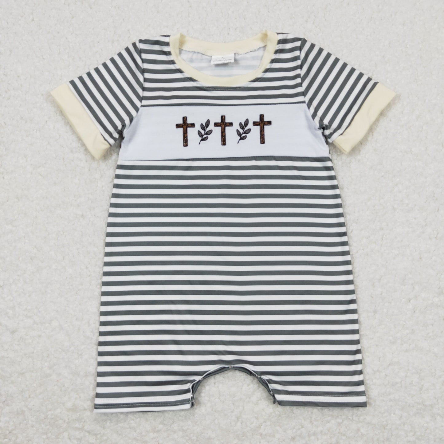 Baby Infant Boys Short Sleeve Easter Cross Rompers