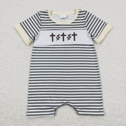 Baby Infant Boys Short Sleeve Easter Cross Rompers
