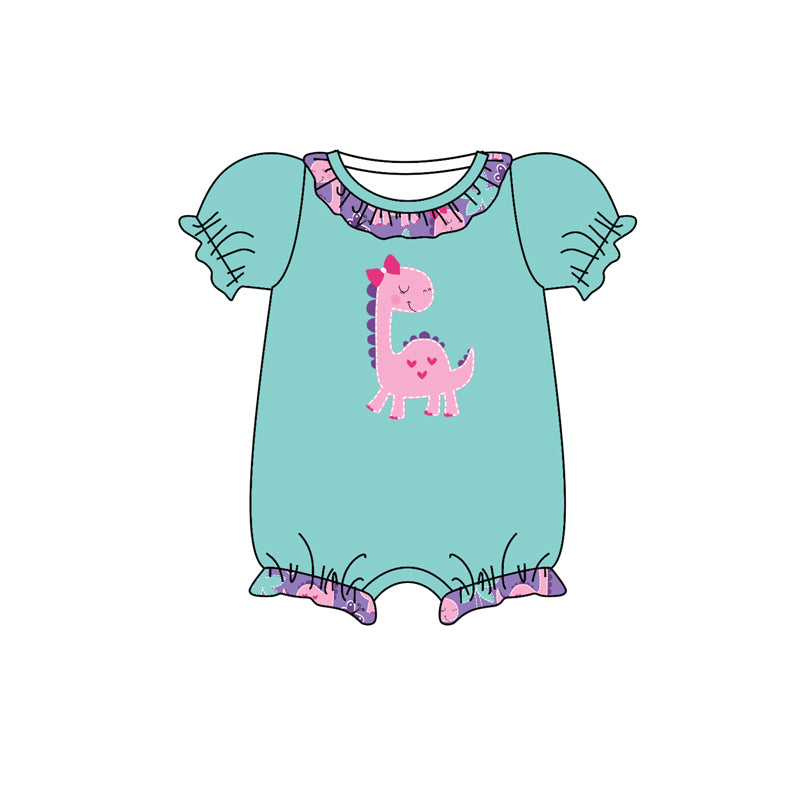 Baby Infant Girls Short Sleeve Ruffle Dinosaurs Rompers preorder