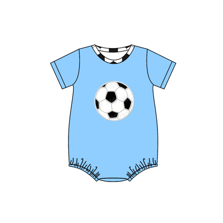 Baby Infant Boys Soccer Blue Short Sleeve Rompers preorder