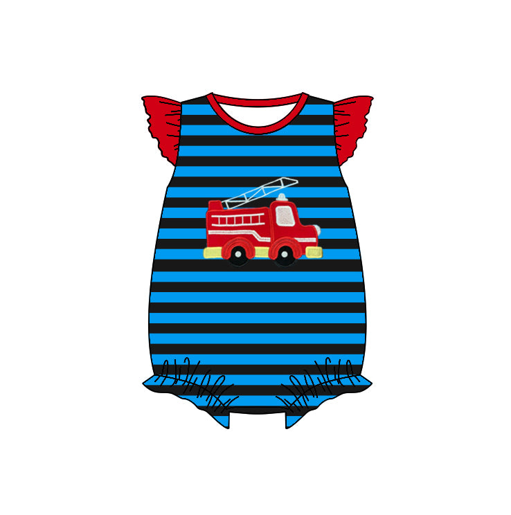 Baby Infant Girls Firetruck Summer Sleeveless Rompers preorder