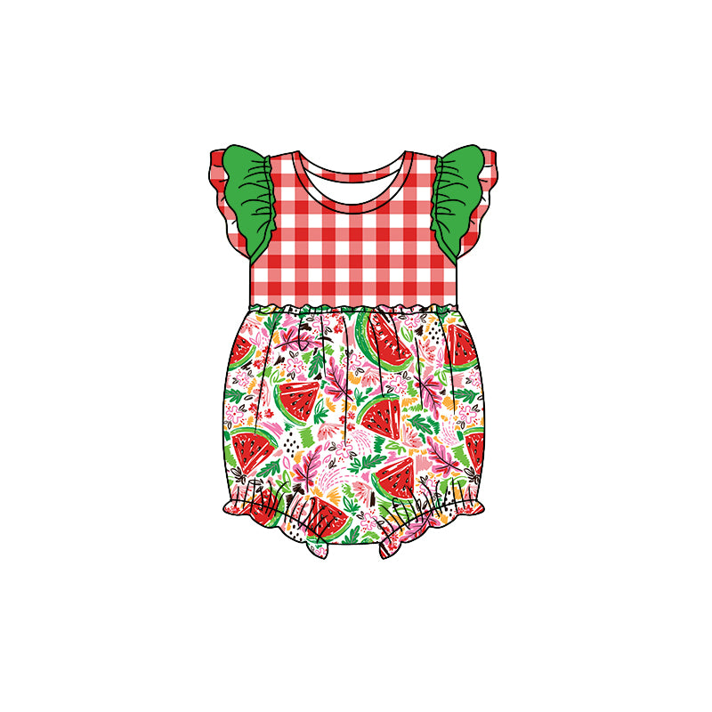 Baby Girls Red Watermelon Flutter Summer Rompers preorder