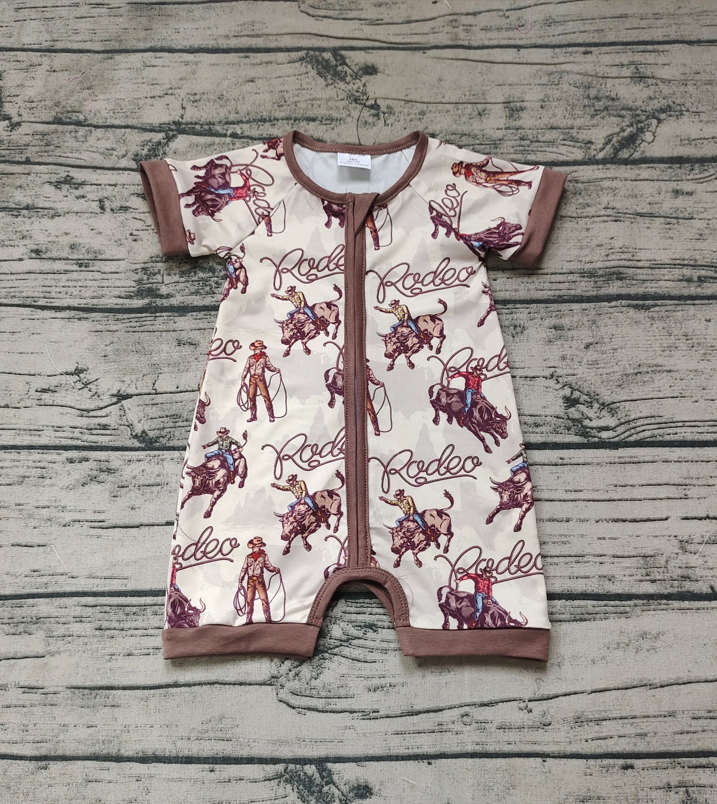 Baby Infant Boys Rodeo Zip Short Sleeve Rompers