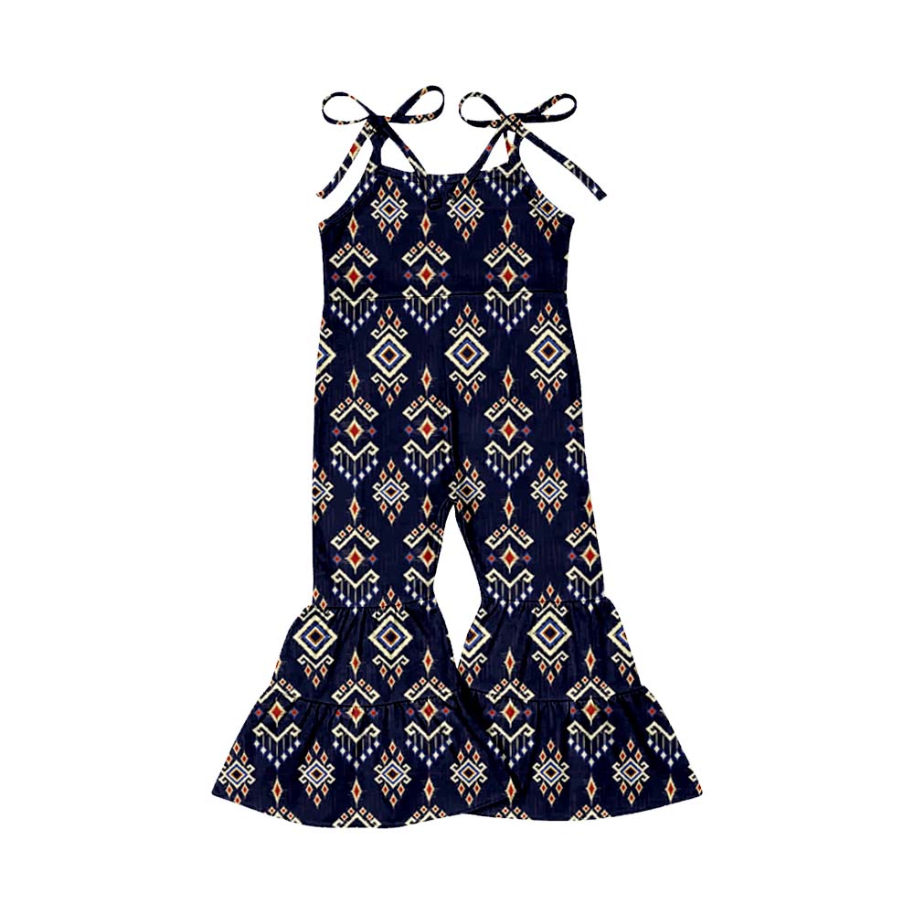 Baby Girls Black Aztec Straps Bell Pants Jumpsuits Preorder