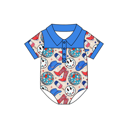 Baby Children Infant 4th Of July Disco Short Sleeve Rompers preorder