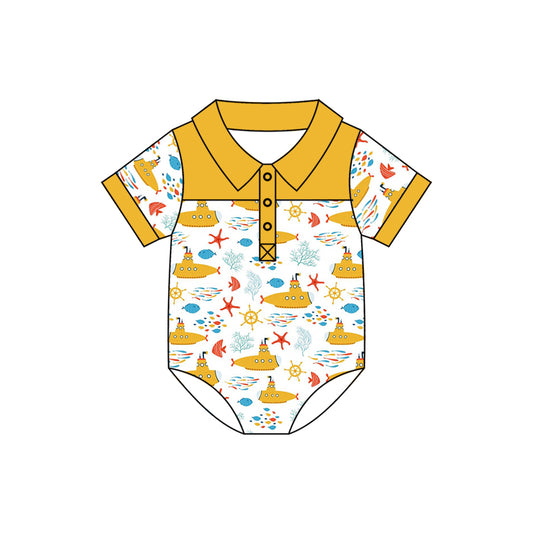 Baby Boys Submarine Short Sleeve Buttons Rompers preorder