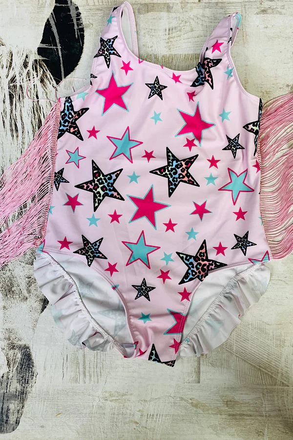 Baby Girls Stars Tassel Pink Straps Western Rompers preorder