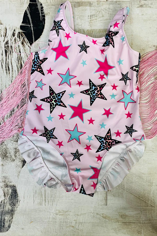 Baby Girls Stars Tassel Pink Straps Western Rompers preorder