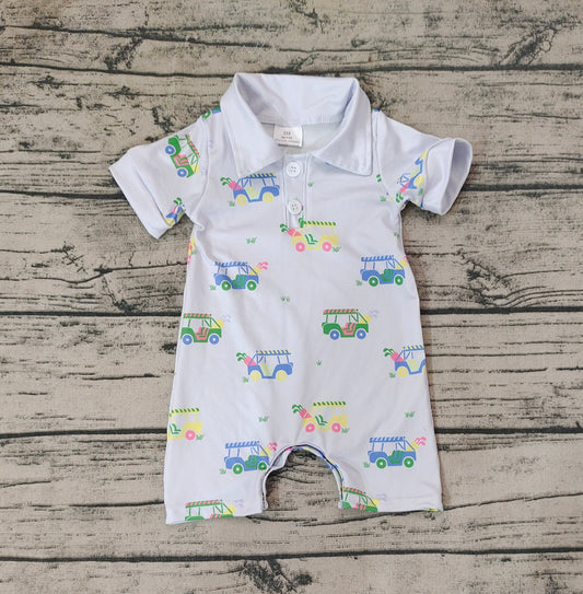 Baby Infant Boys Golf Blue Short Sleeve Summer Rompers