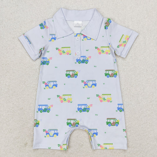 Sibling Baby Girls Short Sleeves Golf Top Blue Stripes Shorts Sets Tee Shirts Rompers